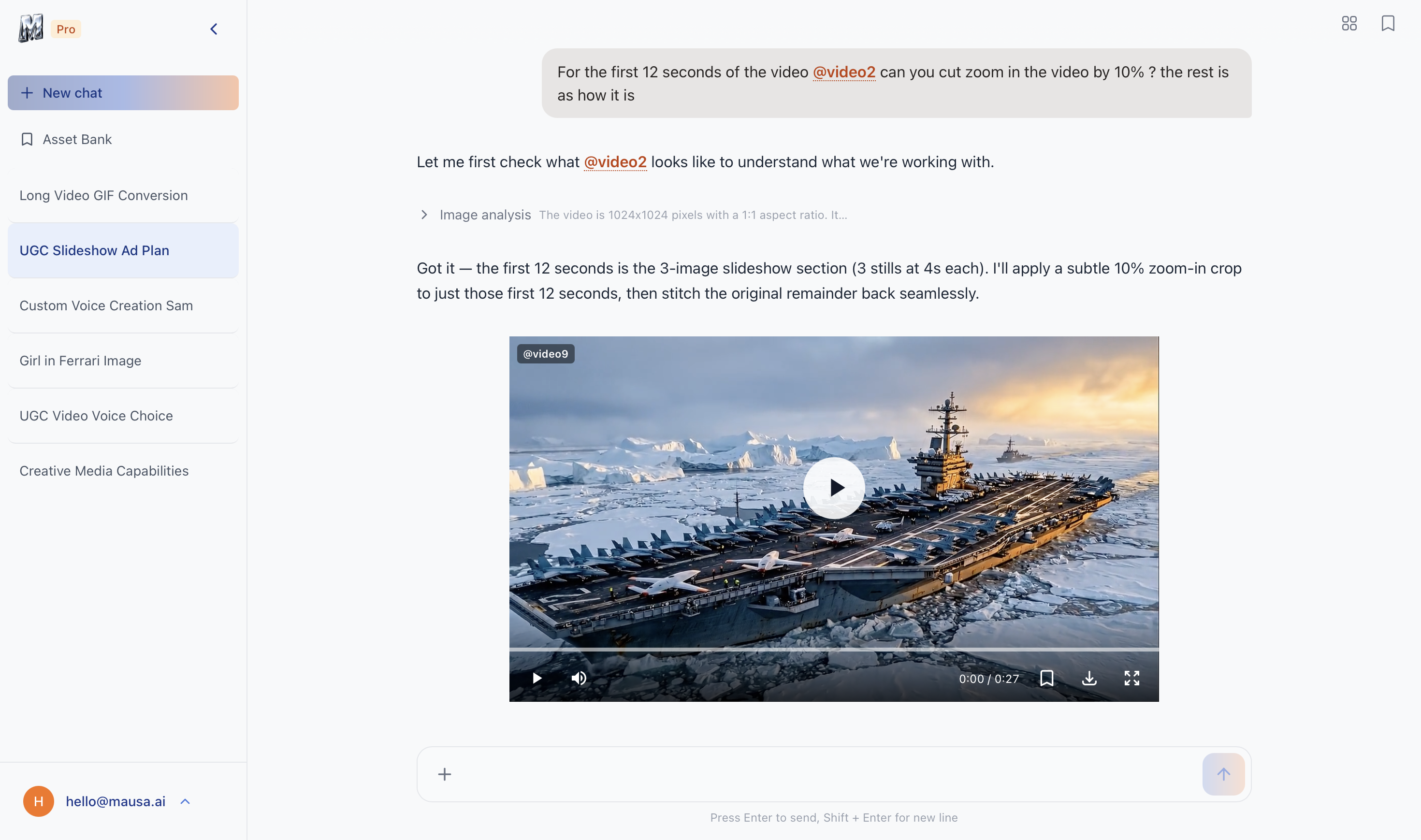 Precise video editing in Mausa
